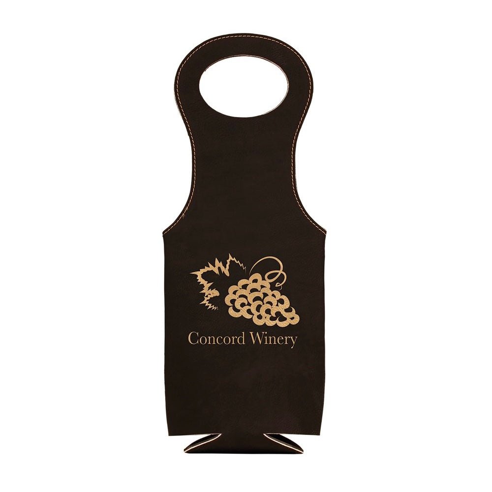 Black/Gold Engravable Leatherette Wine Bag