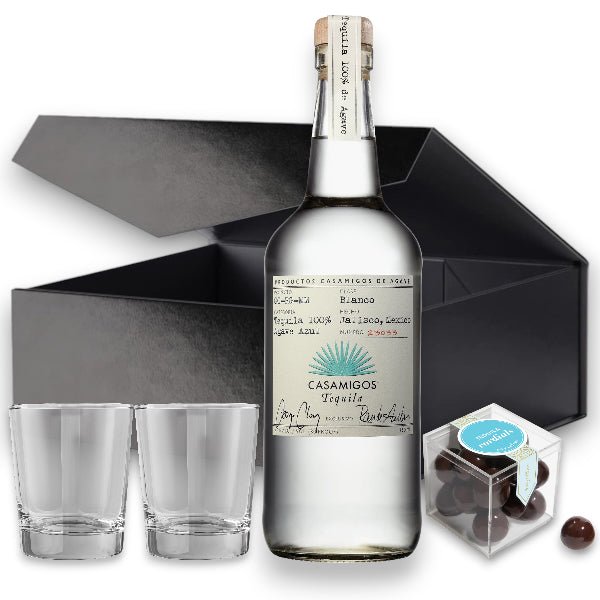 Casamigos Choice of Tequila or Mezcal, Shot Glasses and Candy Gift Set