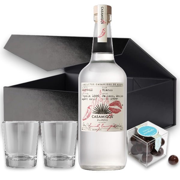 Casamigos Choice of Tequila or Mezcal, Shot Glasses and Candy Gift Set