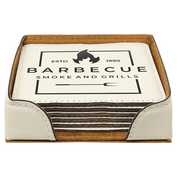 Customizable Square Leatherette 6 Coasters Set