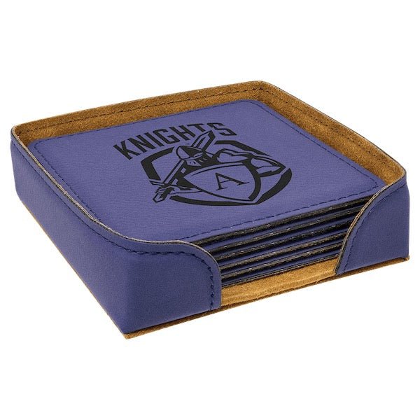 Customizable Square Leatherette 6 Coasters Set