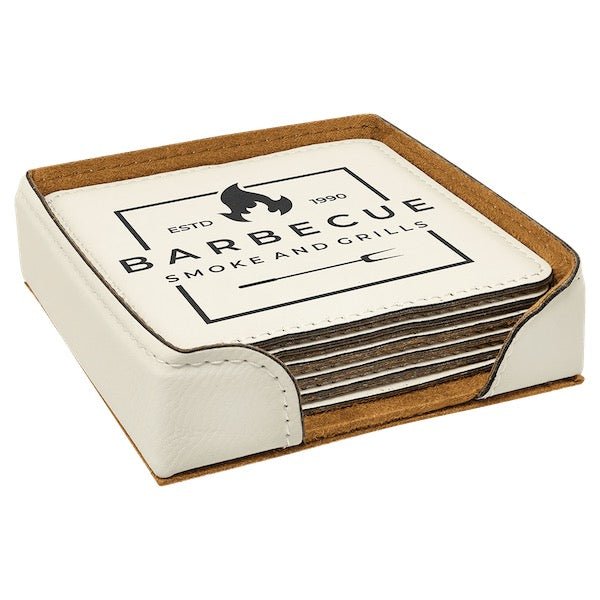 Customizable Square Leatherette 6 Coasters Set