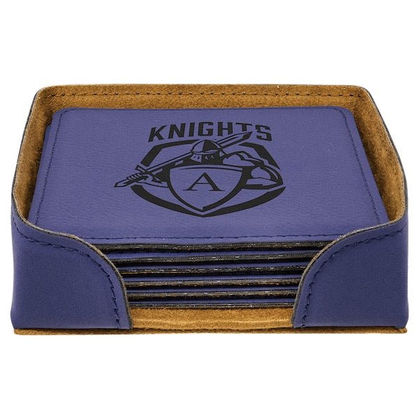 Customizable Square Leatherette 6 Coasters Set