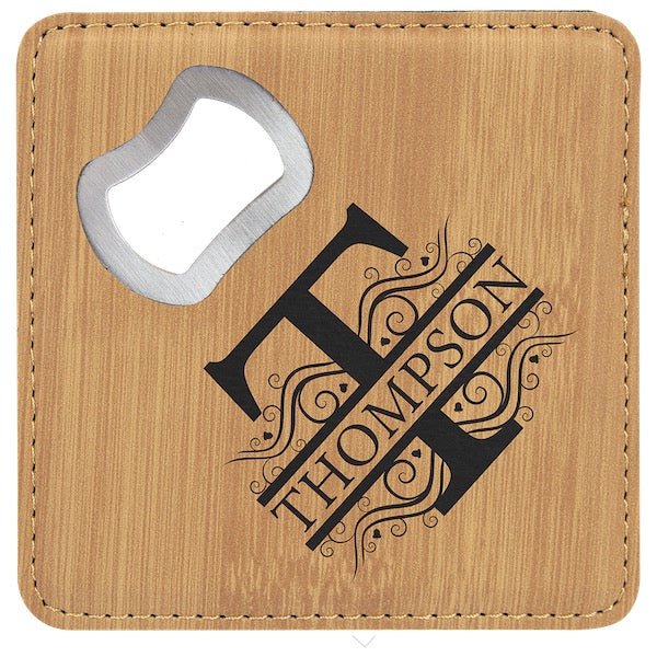 Customizable Square Leatherette Bottle Opener Coaster