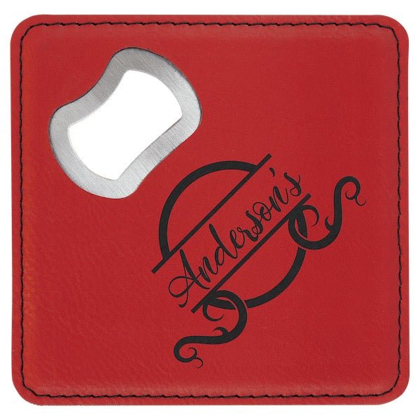 Customizable Square Leatherette Bottle Opener Coaster