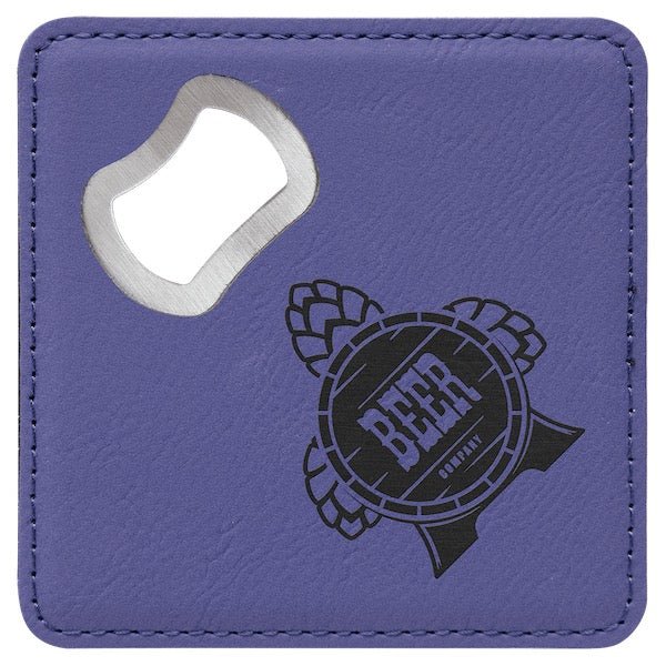 Customizable Square Leatherette Bottle Opener Coaster