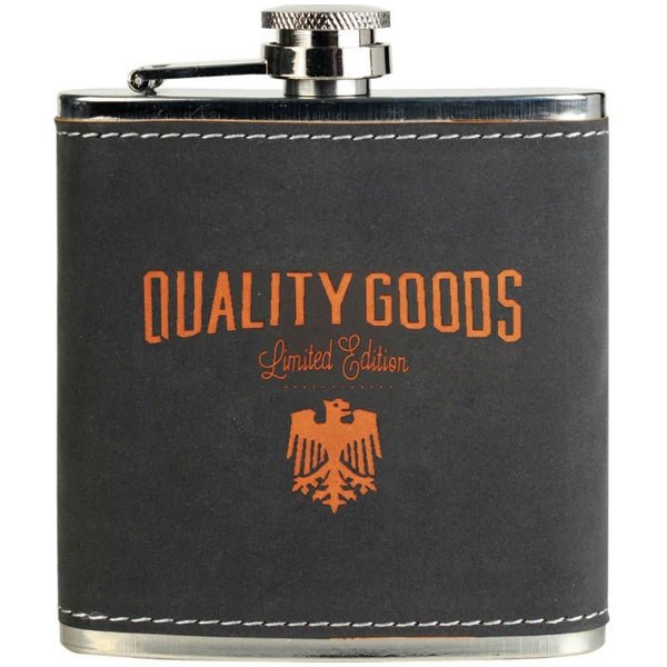 Dark Gray/Orange Textured Personalized Flask