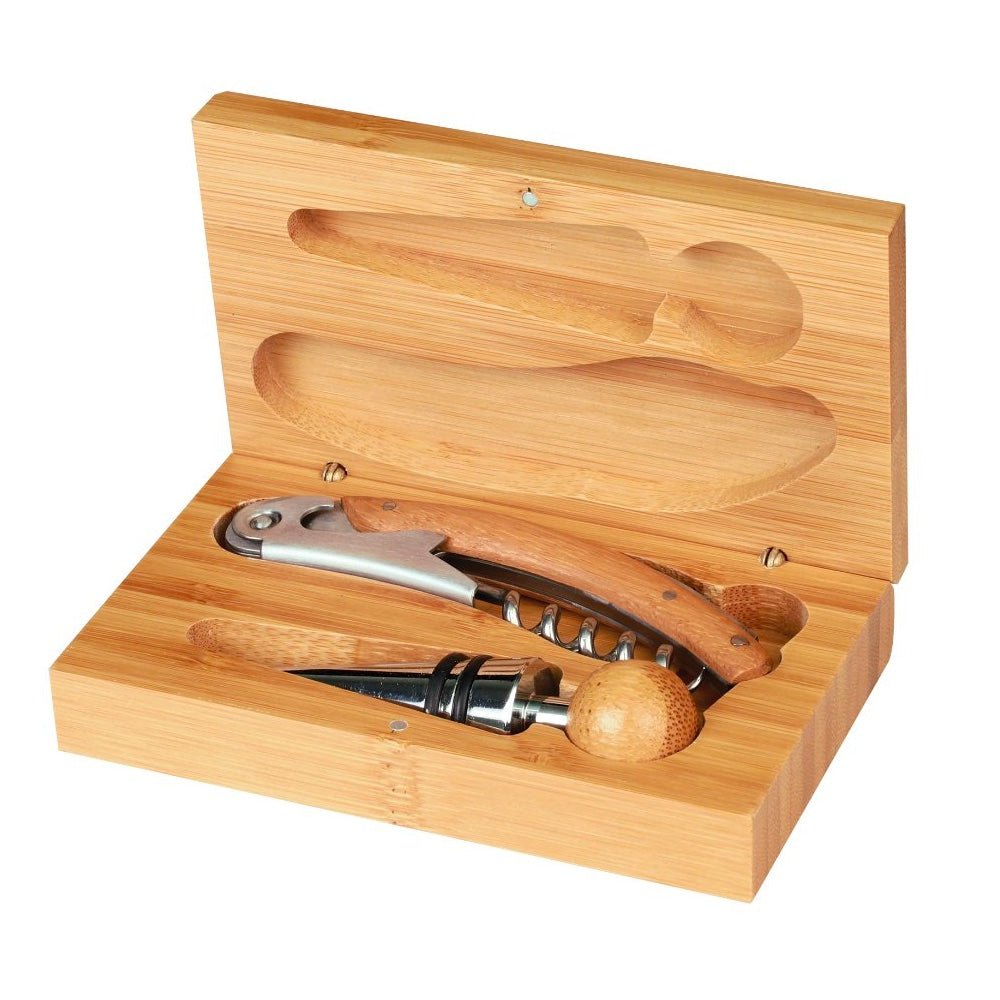 Engravable Bamboo 2-Piece Wine Tool Gift Set