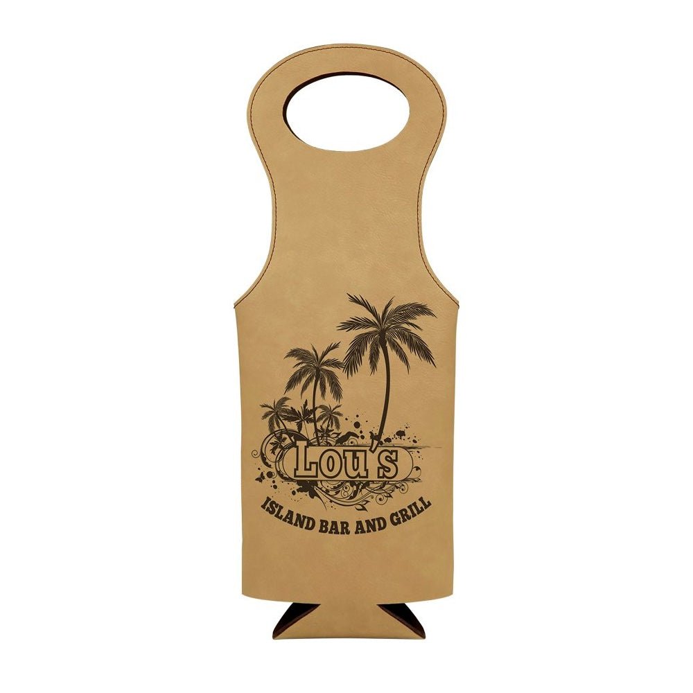 Light Brown Engravable Leatherette Wine Bag