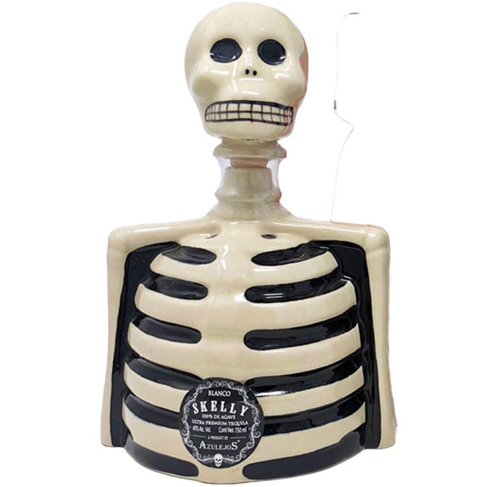 Los Azulejos Blanco Ceramic Bottle Skelly Tequila