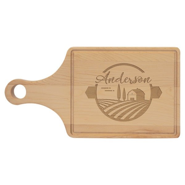 Maple Cutting Board Paddle Shape With Drip Ring 13 1/2" x 7"