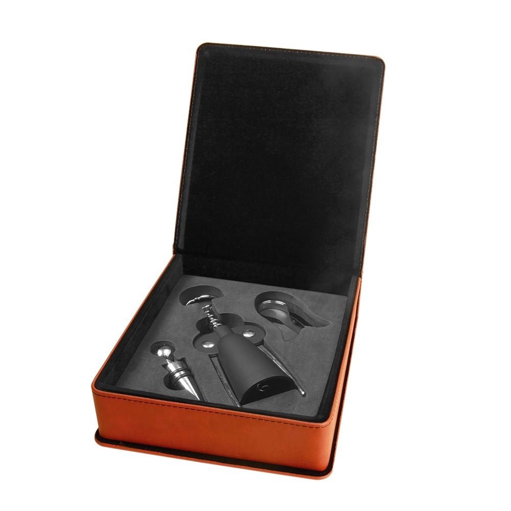 Rawhide Engravable Leatherette 3-Piece Wine Tool Gift Set