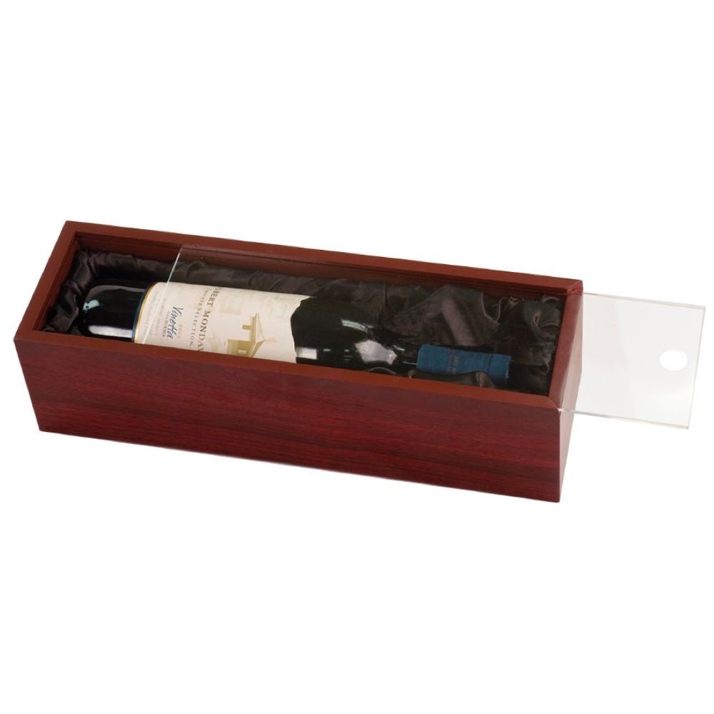 Rosewood Finish Wine Box with Clear Engravable Acrylic Lid