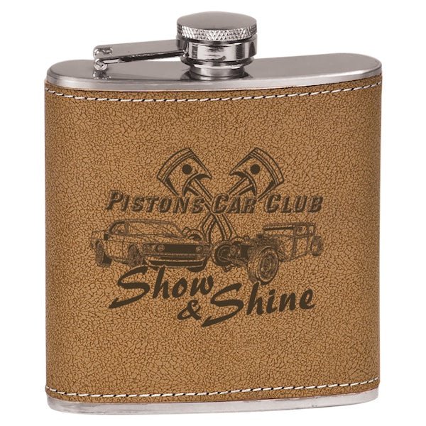 Brown Leather Personalized Flask  