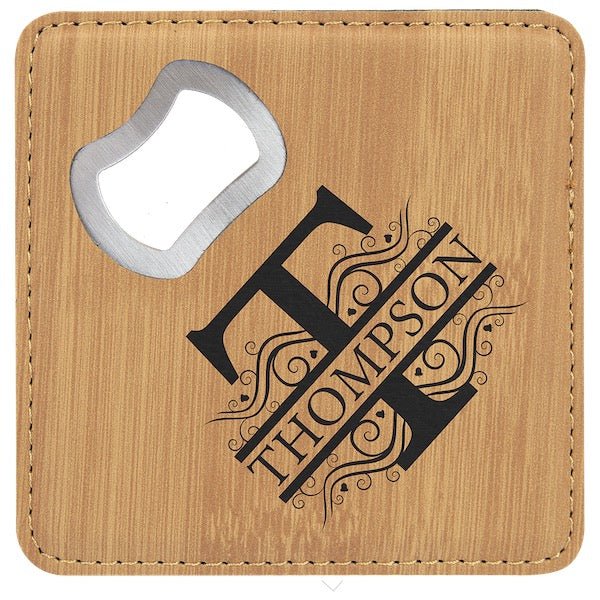 Customizable Square Leatherette Bottle Opener Coaster  