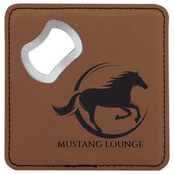 Customizable Square Leatherette Bottle Opener Coaster  