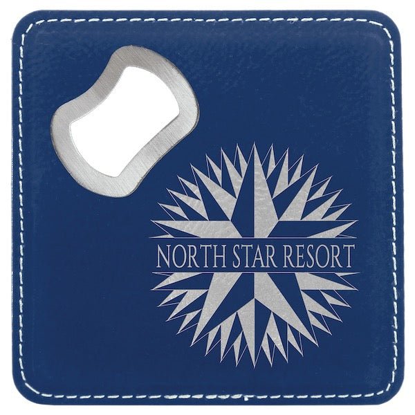 Customizable Square Leatherette Bottle Opener Coaster  