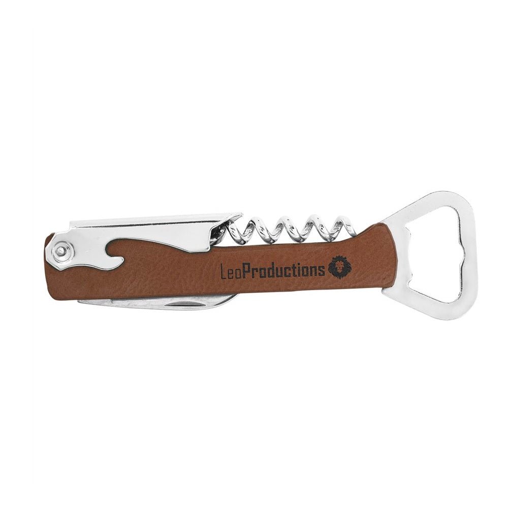 Dark Brown Engravable Leatherette Wine Bottle Opener  