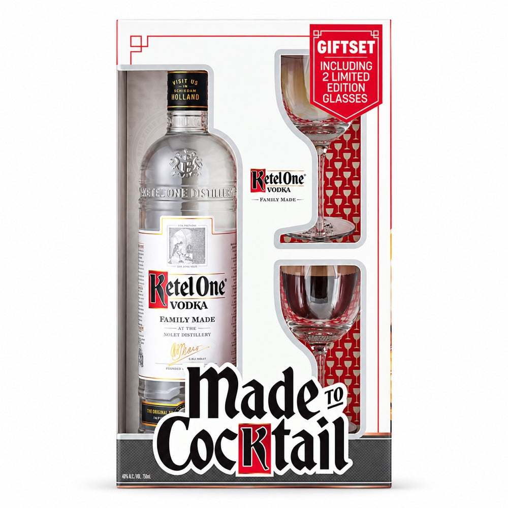 Ketel One Vodka Nick and Nora Glass Gift Set, 750 ml