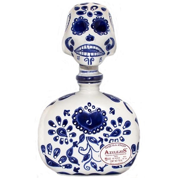 Los Azulejos Skelly Talavera Head Anejo Tequila  