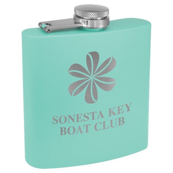 Matte Teal Personalized Flask  