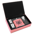 Pink Personalized Leatherette Flask Gift Set  