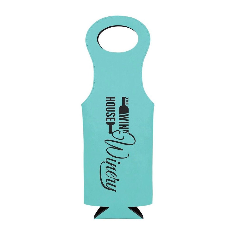 Teal Engravable Leatherette Wine Bag  