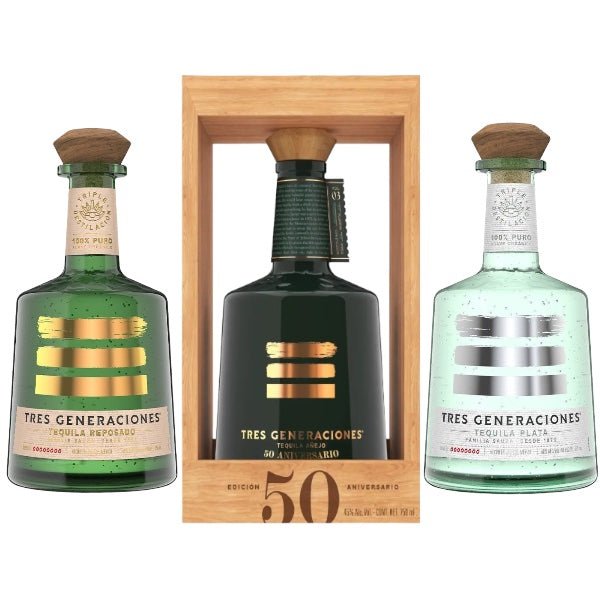 Tres Generaciones 50th Anniversary Añejo, Plata and Reposado Tequila Bundle  